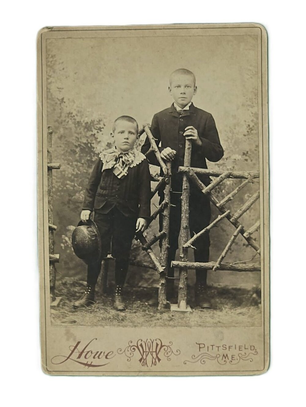 Collectible Antique Cabinet Card Photograph of Two Boys in the 1800's